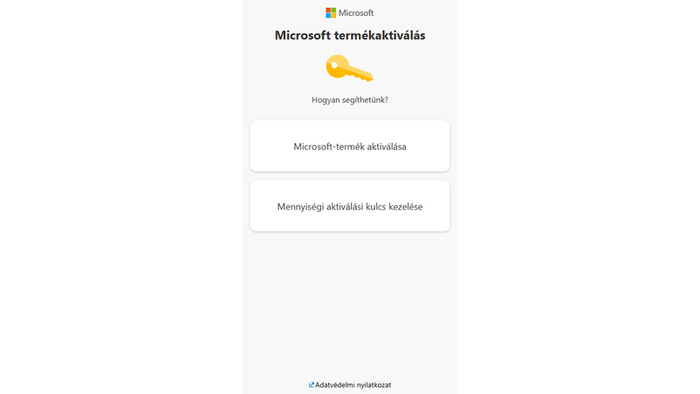 Termék aktiválása menü gomb