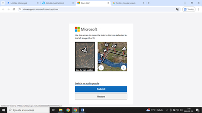 Microsoft biztonsági ellenőrzés és robot kiszűrés (CAPTCHA) folyamata