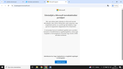 Belépés a Microsoft Termékaktiválási Portálra - Lássunk hozzá gomb