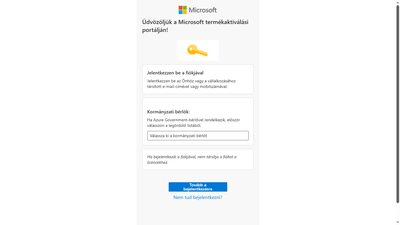 Bejelentkezés a Microsoft fiókba az aktiválási folyamat során