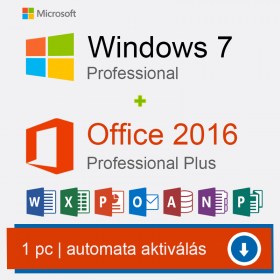 Windows 7 Professional, Office 2016 Professional Plus, automata aktiválással, digitális termékkulcs, licenc, license, licensz